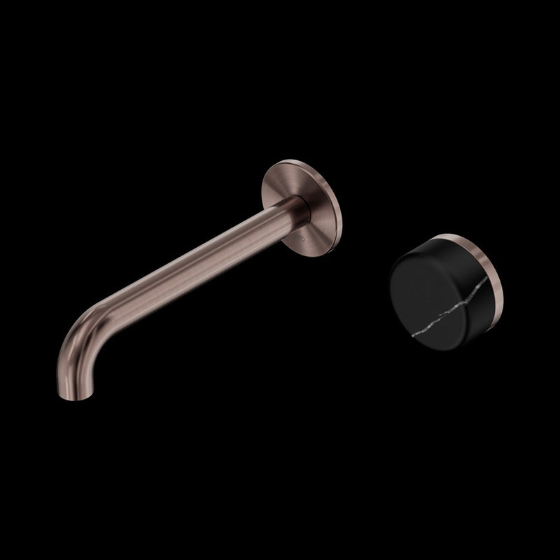 Nero Serenity Progressive Wall Basin Mixer  Spout With Marquina Black Handle