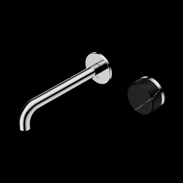 Nero Serenity Progressive Wall Basin Mixer  Spout With Marquina Black Handle