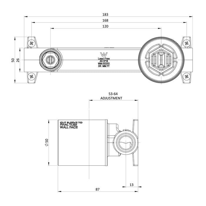 SwitchMix Wall Basin / Bath Mixer Set Rough-In Kit