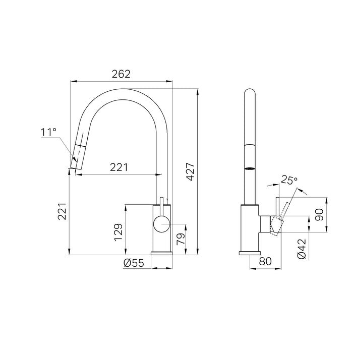Nero Dolce II Pull Out Sink Mixer