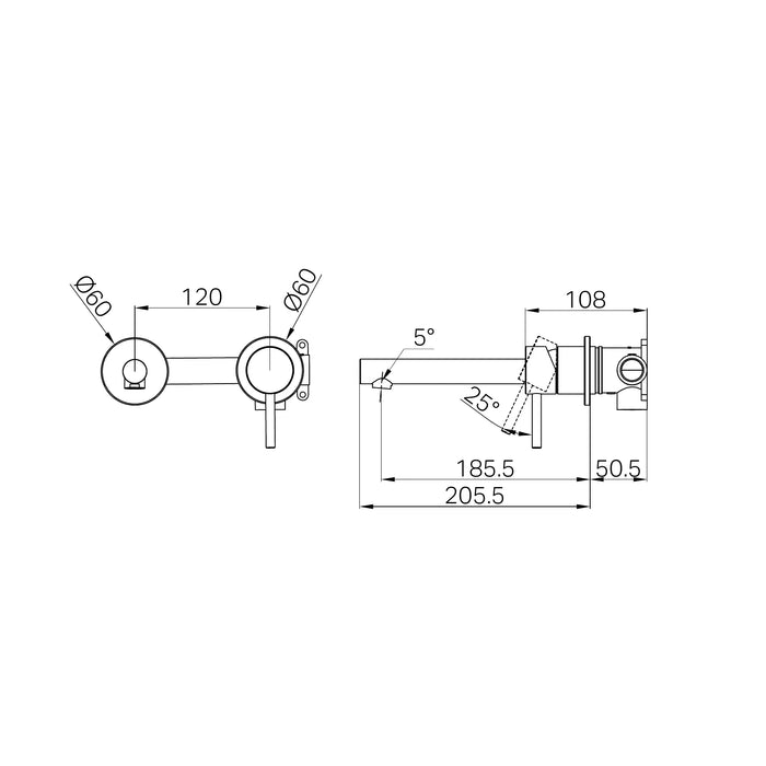 Nero Dolce II Wall Basin/Bath Mixer Separate Back Plate