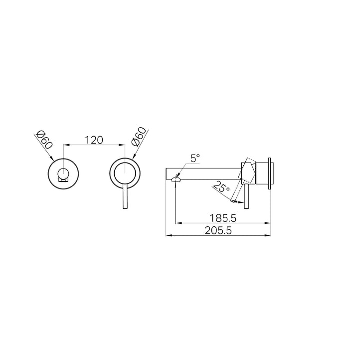 Nero Dolce II Wall Basin/Bath Mixer Separate Back Plate Trim Kits Only
