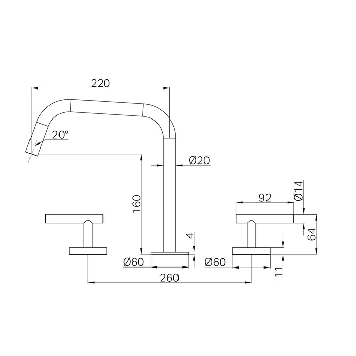 Nero Mecca Lever Bath/Kitchen Set Edge Spout II