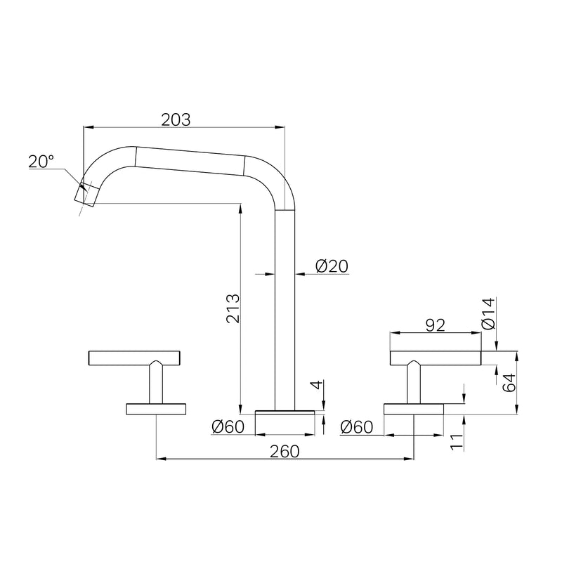 Nero Mecca Lever Bath/Kitchen Set Edge Spout