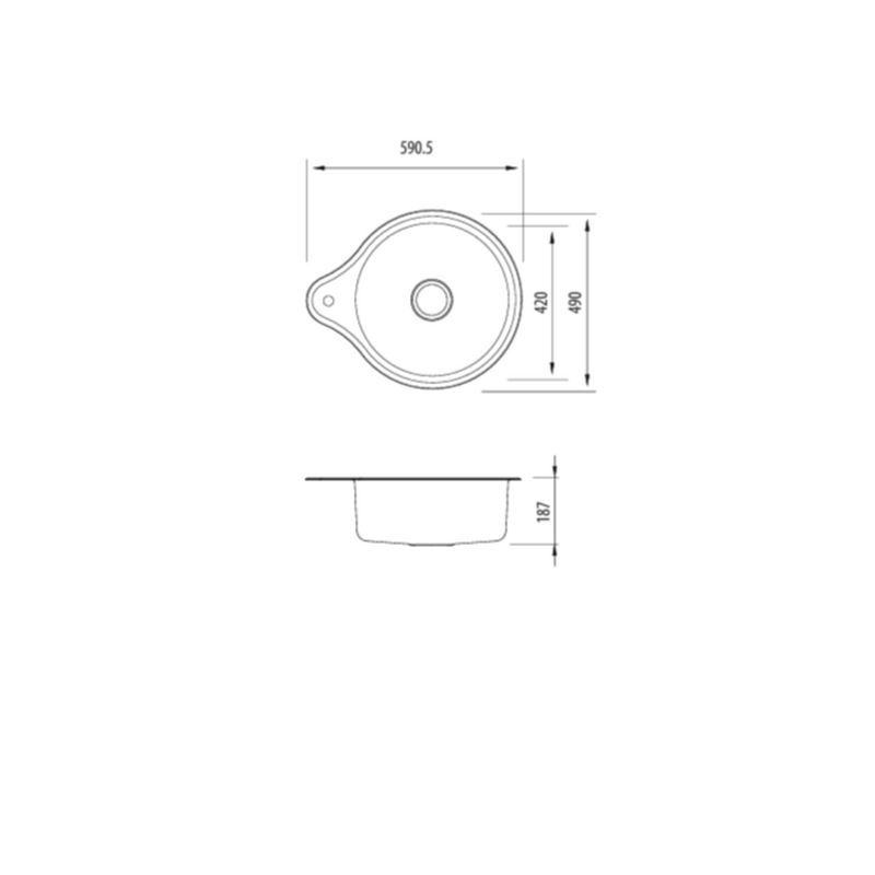 Oliveri Solitaire Round Bowl Sink With Tap Landing