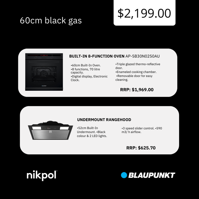 Blaupunkt Nikpol Pack One: 60cm Black Glass- 90 cm Black Pack