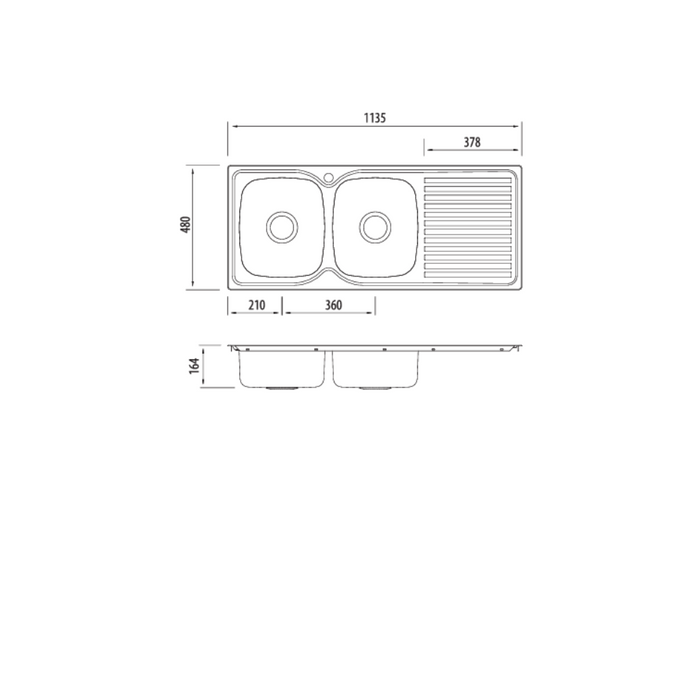 Oliveri Endeavour Double Bowl Sink With Drainer