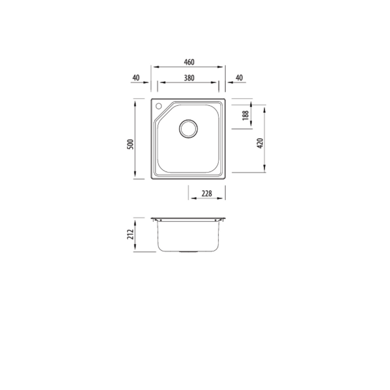 Oliveri Nu-Petite Standard Bowl Topmount Sink