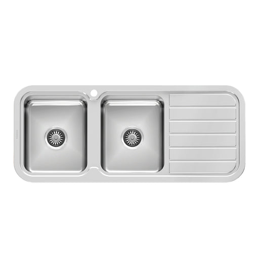 Phoenix 1000 Series Double Left Hand Bowl Sink with Drainer and Taphole