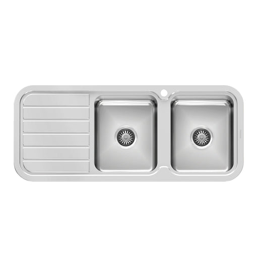 Phoenix 1000 Series Double Right Hand Bowl Sink with Drainer and Taphole