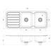Phoenix 1000 Series Double Bowl Sink with Drainer and No Taphole