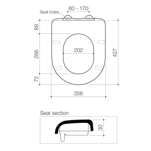Caroma Liano Single Flap Care Seat Anthracite Grey with - with GermGard®