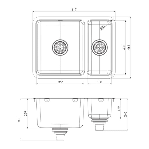 Phoenix 2000 Series 1 and 1/2 Bowl Sink