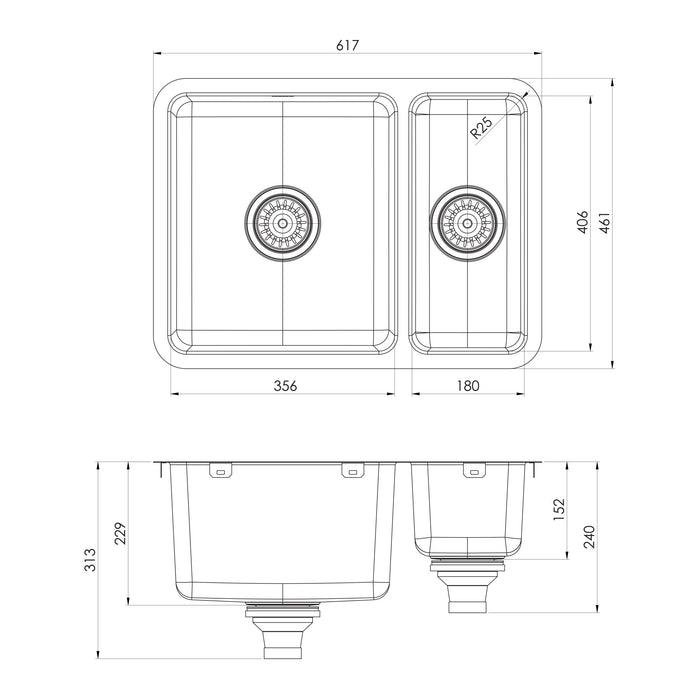 Phoenix 2000 Series 1 and 1/2 Bowl Sink