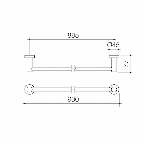 Caroma Cosmo Metal Single Towel Rail Black 930mm