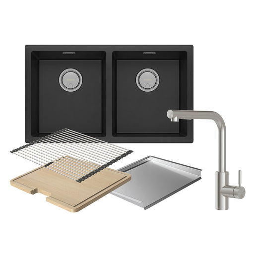 Phoenix Sink Package 1 – Matte Black Sink & Stainless Steel Mixer