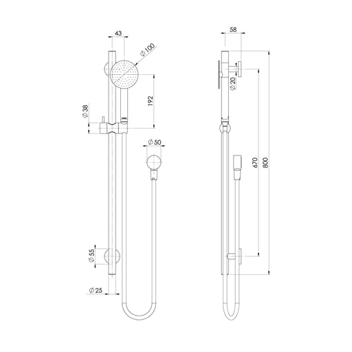 Phoenix Vivid Slimline SS 316 Rail Shower