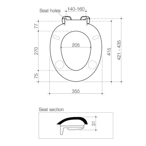 Caroma Pedigree II Single Flap Care Seat with GermGard® - White