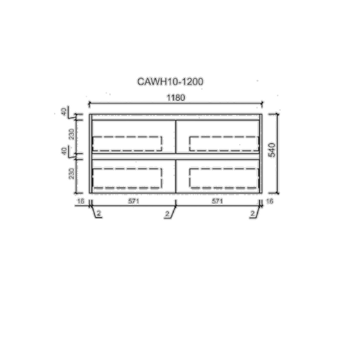 Aulic Wall Hung Finger Pull Cabinet 1200mm