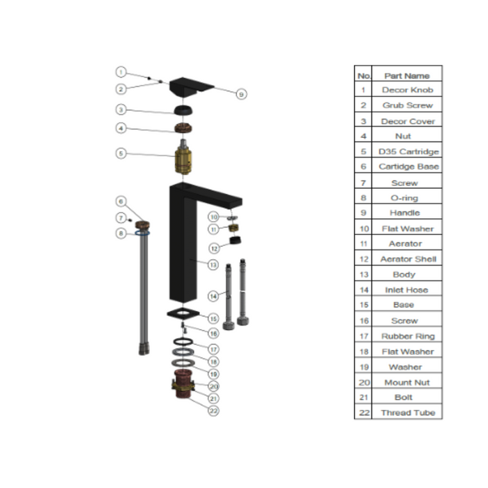 Meir Square Tall Basin Mixer