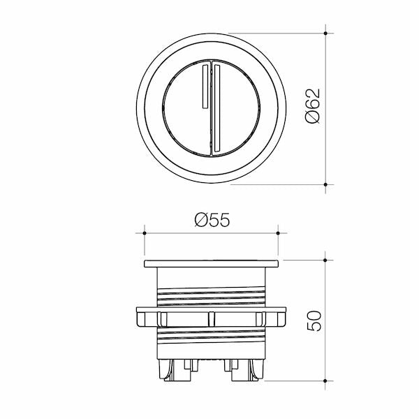 Caroma Dual Flush Round Bezel & Button - Brushed Nickel