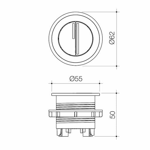 Caroma Dual Flush Round Bezel & Button - Brushed Nickel