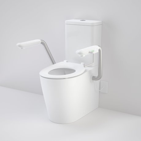 Caroma Care 660 Cleanflush WFCC Easy Height BE Suite with Nurse Call Armrest Right and Caravelle Single Flap Seat White