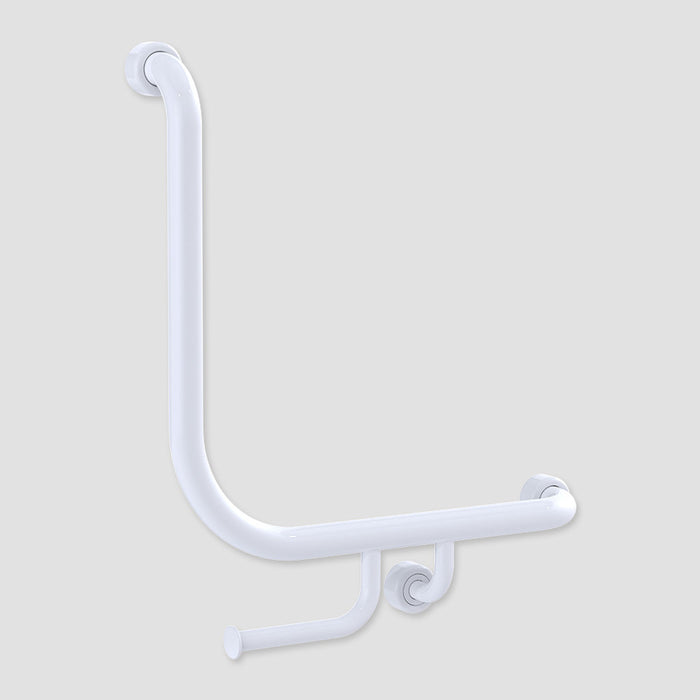 Conserv Hygienic Seal® 90° Ambulant & Accessible Grab Rail with Toilet Paper Holder 450mm x 450mm