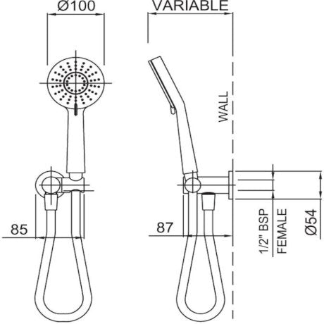 Methven Krome 100mm 3 Function Hand Shower