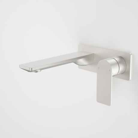 Caroma Urbane II 180mm Wall Basin / Bath Mixer - Rectangular Cover Plate - Brushed Nickel - Sales Kit - Lead Free