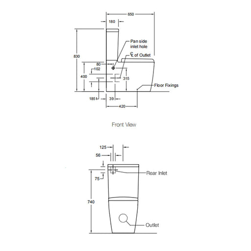 Kohler Grande BTW Toilet Suite with Bidet Seat (Side Panel)Rear or Side Water Inlet 76078A-0-BIDET
