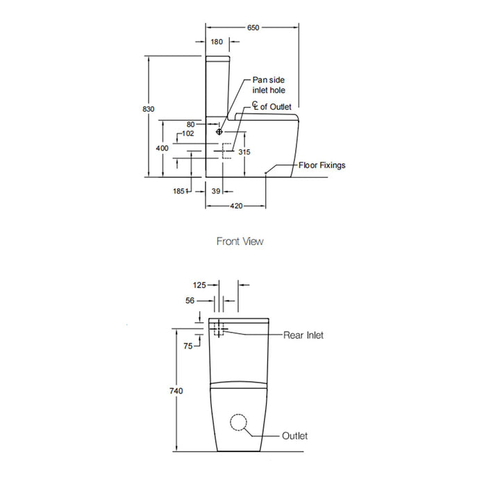 Kohler Grande BTW Toilet Suite with Bidet Seat (Side Panel)Rear or Side Water Inlet 76078A-0-BIDET