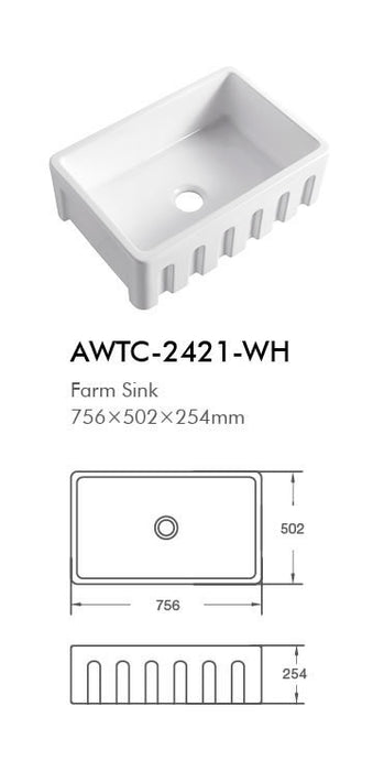 BNK Farm Sink Ribbed Front Single Bowl