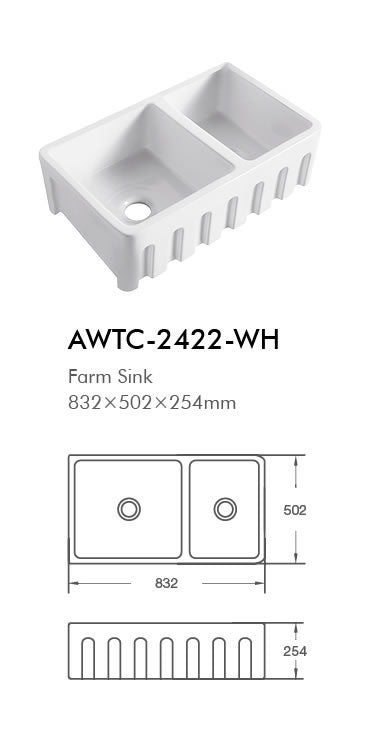 BNK Farm Sink Ribbed Front Single Bowl