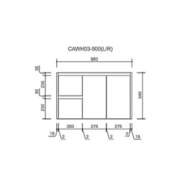 Aulic Alice Wall Hung Finger Pull Cabinet  900mm left and right