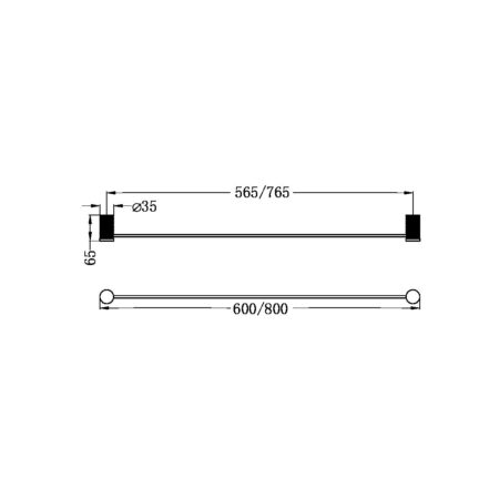 Nero Opal Single Towel Rail