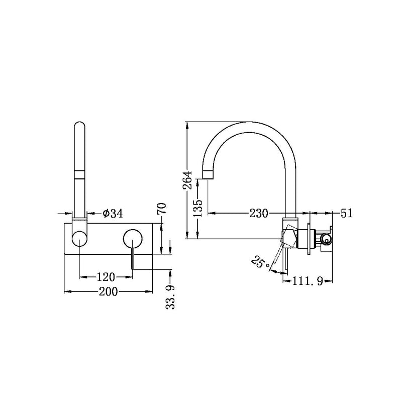 Nero Mecca Wall Basin/bath Mixer Swivel Spout