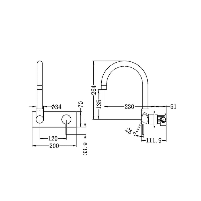 Nero Mecca Wall Basin/bath Mixer Swivel Spout