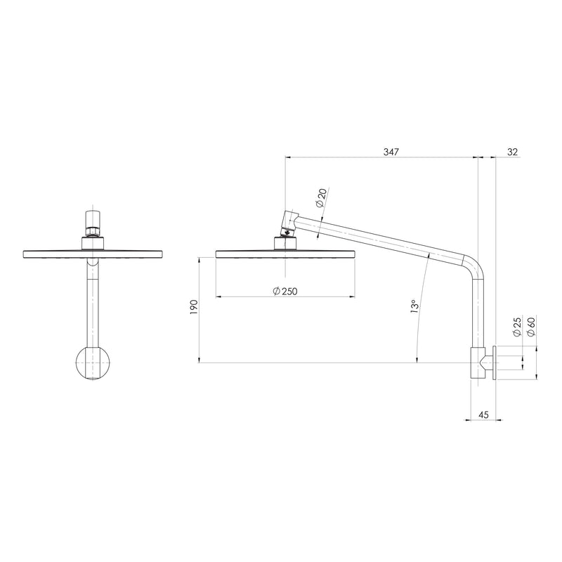 Phoenix Ormond High-Rise Shower Arm and Rose – 4 Star