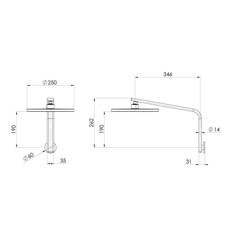 Phoenix Oxley High-Rise Shower Arm and Rose