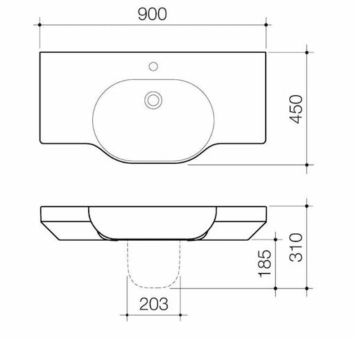 Caroma Opal 900 Twin Wall Basin 3TH