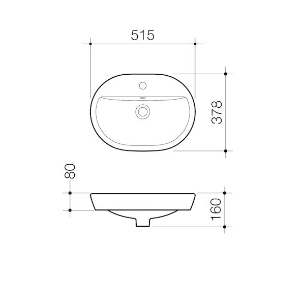Caroma Track Inset Basin 1TH White