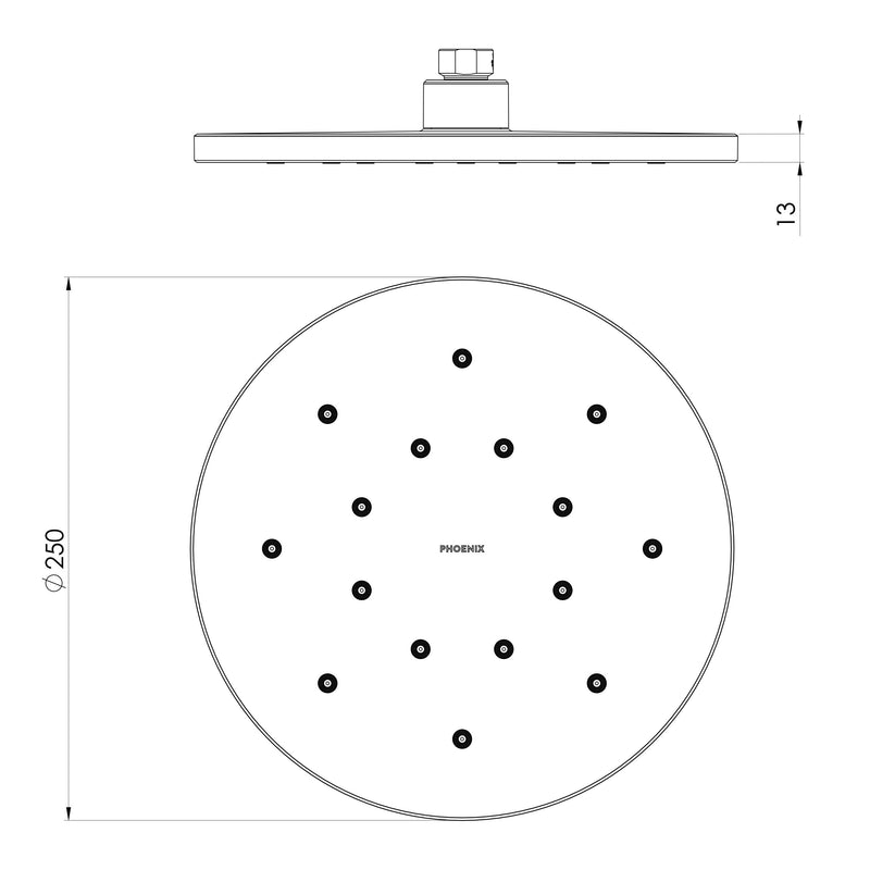 Phoenix LuxeXP Shower Rose 250mm Round