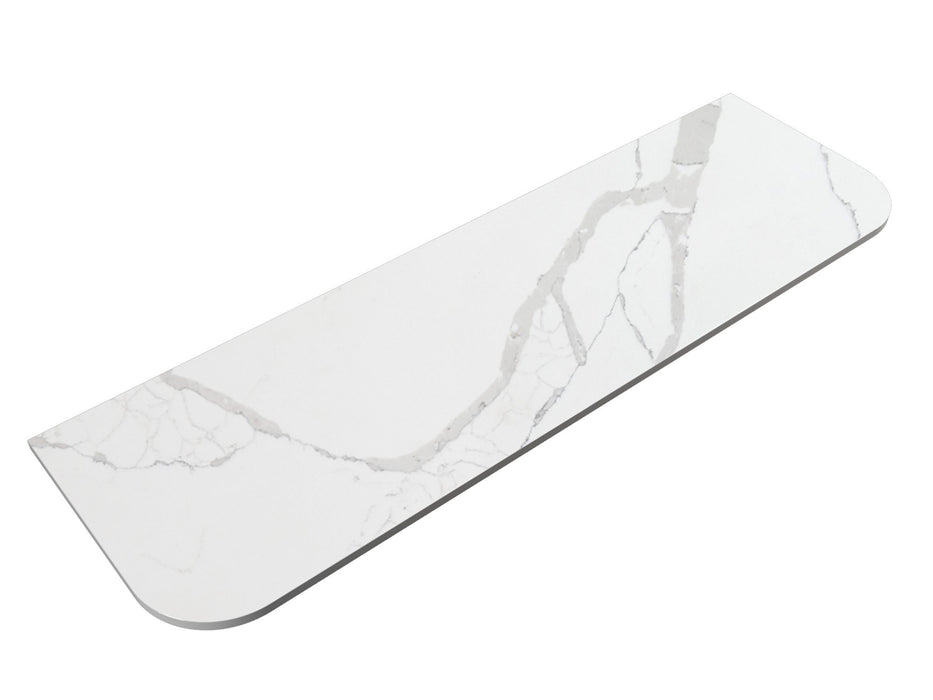 Aulic Palis White Flat Quartz Stone Top Curved