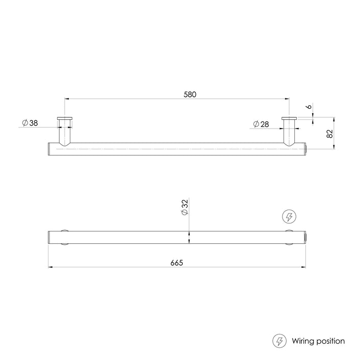 Phoenix Heated Towel Rail Round 600mm