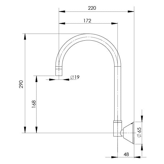 Phoenix Ivy Wall Sink Outlet 170mm Gooseneck