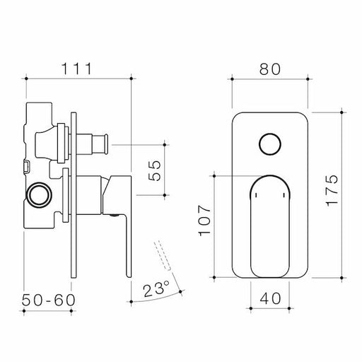 Caroma Luna Bath/Shower Mixer with Diverter Black