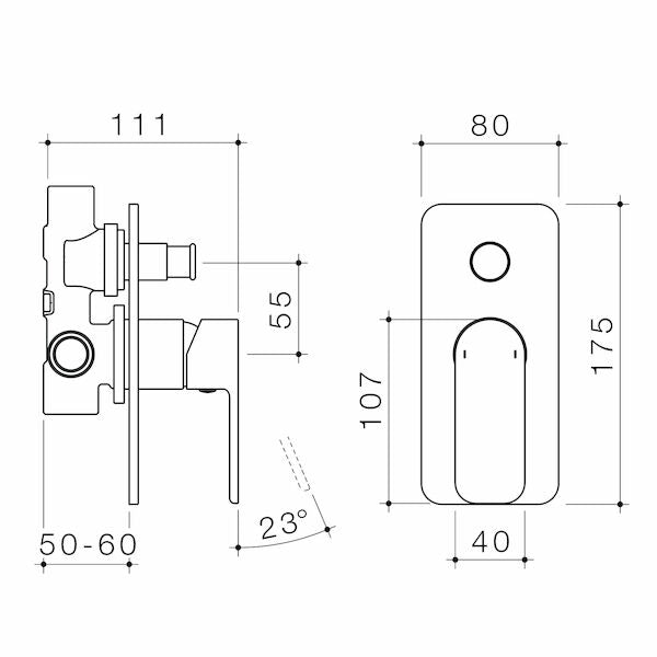 Caroma Luna Bath/Shower Mixer with Diverter Black