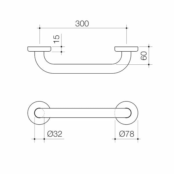 Caroma HomeCare Conventional Grab Rail 300 Straight