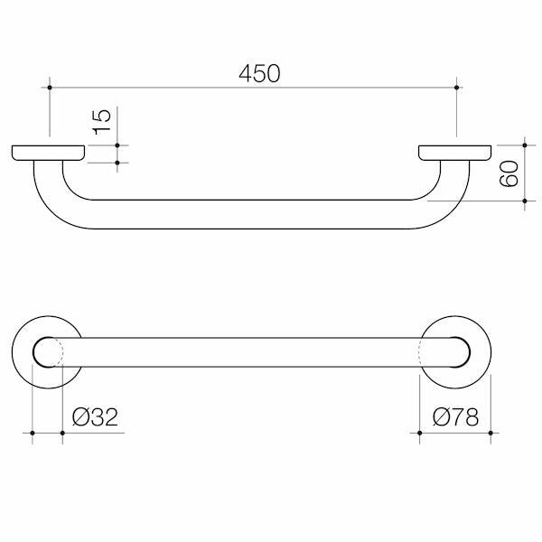 Caroma HomeCare Conventional Grab Rail 450 Straight